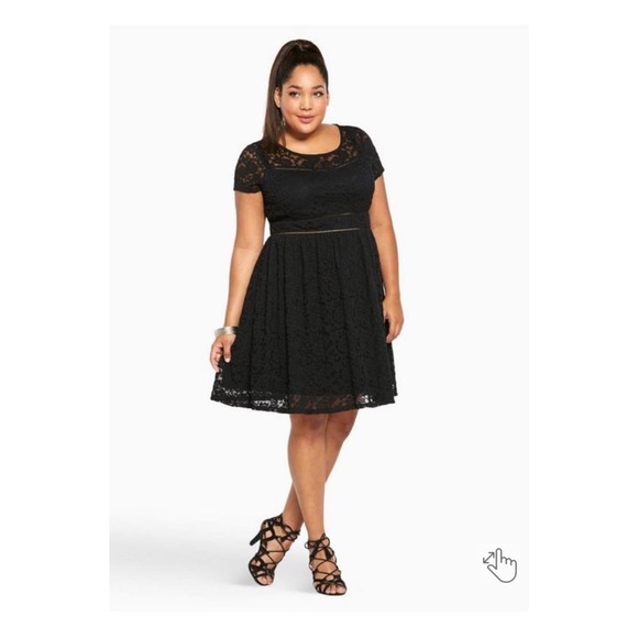 Torrid Black Lace Scoop Skater Dress Sz.14 - Picture 1 of 16